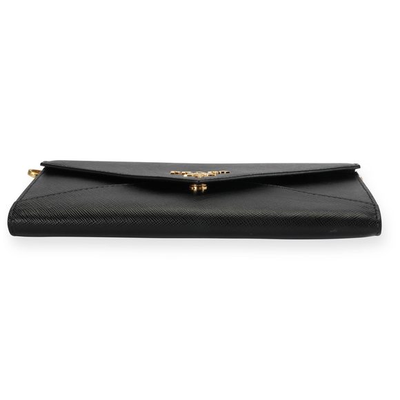Prada Black Saffiano Leather Envelope Chain Wallet - Picture 3 of 7